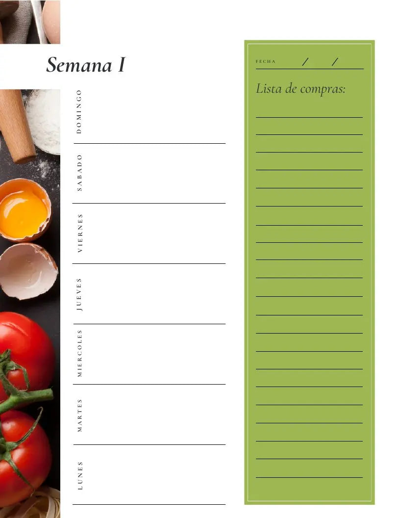 Planner y lista de compras vacíos